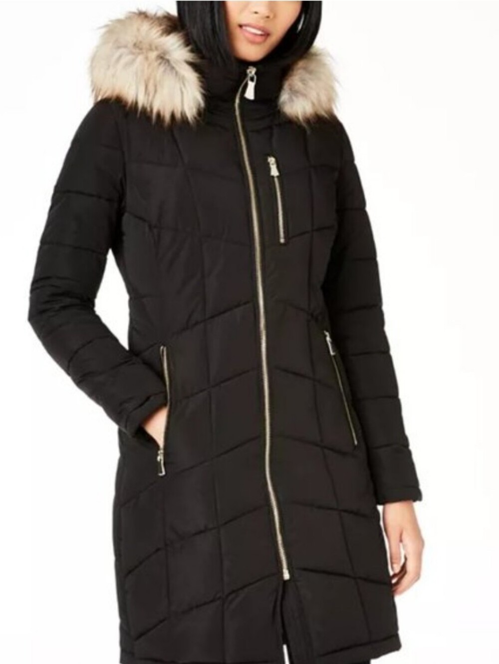 Calvin Klein Hooded Faux-Fur-Trim Puffer Coat